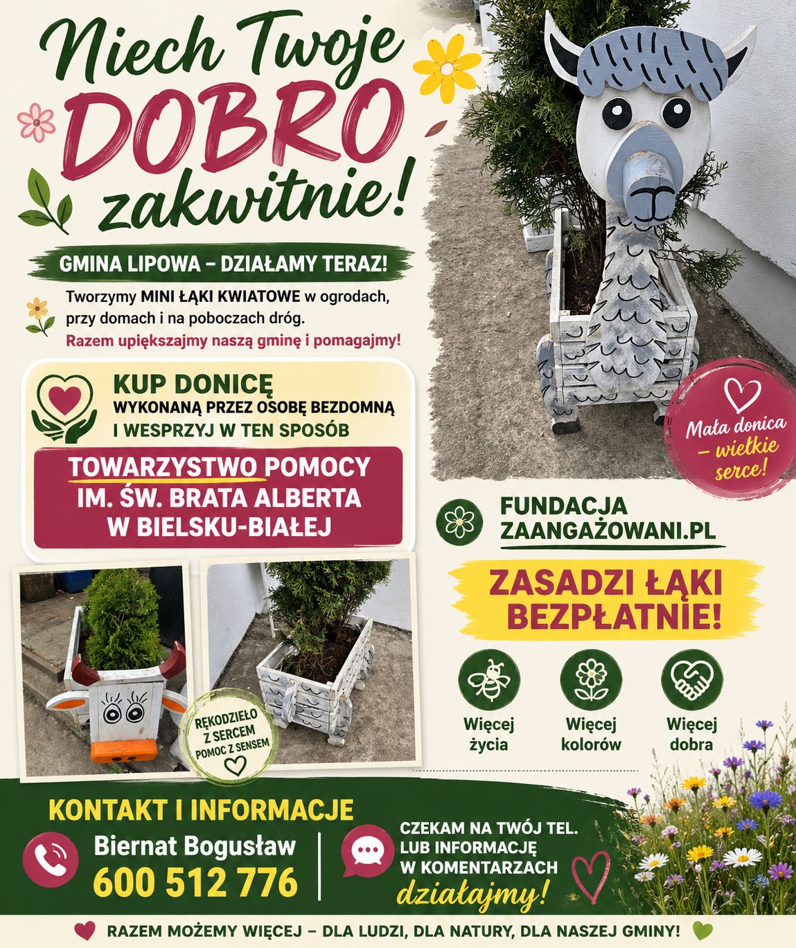 Plakat akcji Siejemy Dobro - Niech Twoje Dobro zakwitnie - Fundacja Zaangażowani.pl